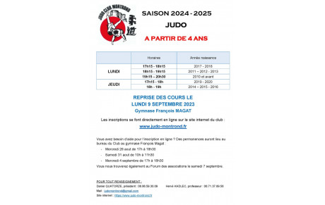 Les inscriptions pour la nouvelle saison sont ouvertes