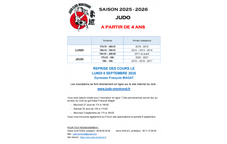 Reprise des cours le 8 septembre 